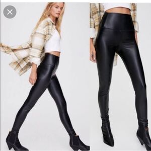 Wilfred Free Daria Pant High Waisted Vegan Leather Leggings Black Size XS